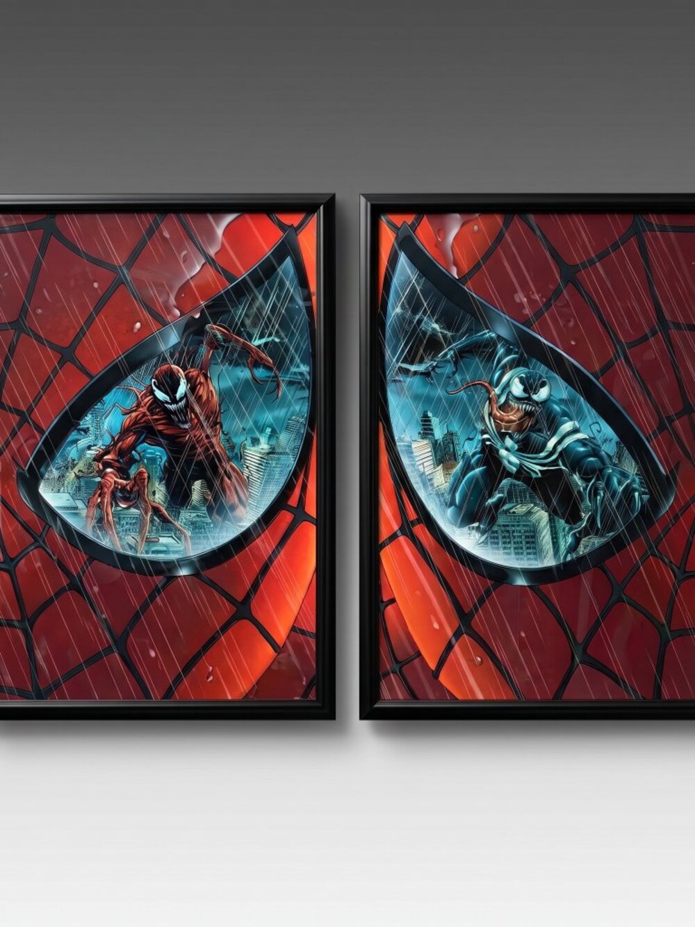 Spider-Man Venom Carnage Framed Art Print Set Pair Marvel Wall Decor